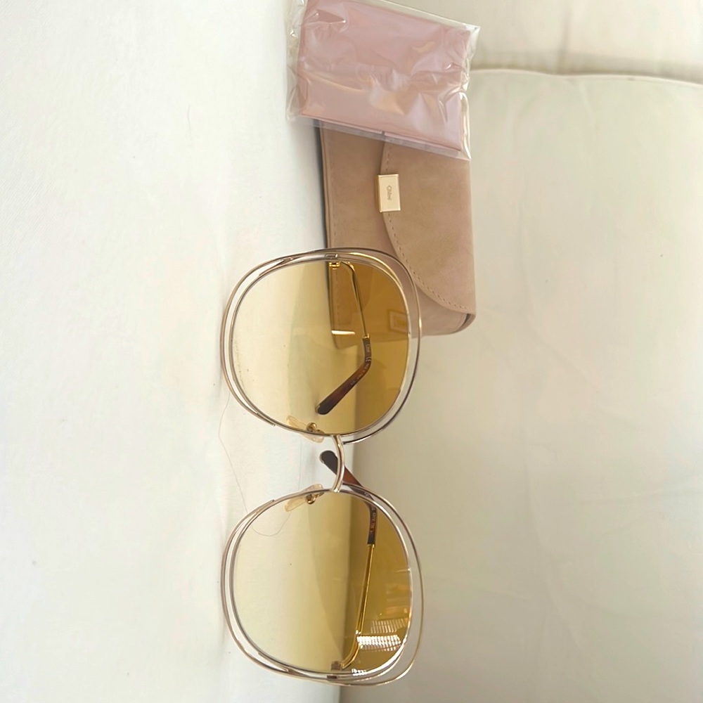 Chloe gold sunglasses with yellow tinted lenses